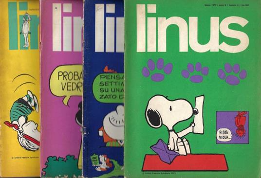 Linus. Anno IX - 1973 - N. 3 (96)-Marzo, N. 6 (99)-Giugno, N. 8 (101)-Agosto, N. 9 (102)-Settembre - copertina