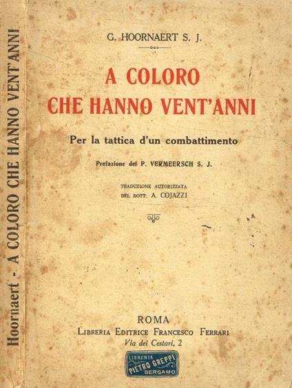 A coloro che hanno vent'anni - copertina