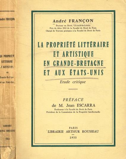 La propriété et artistique en Grande-Bretagne et aux Etats-Unis - copertina