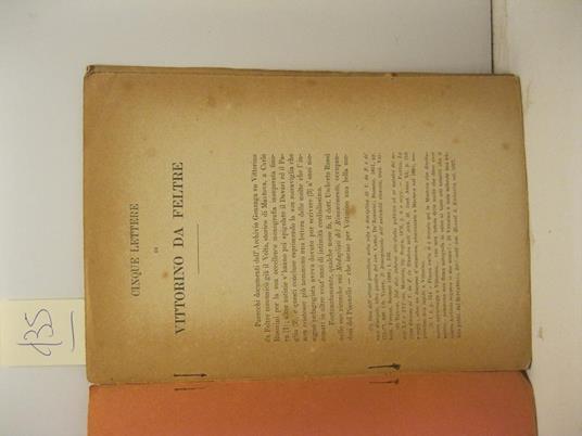 Cinque lettere di Vittorino da Feltre - Alessandro Luzio - copertina