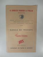 G. Enrico Parodi & Figlio, Genova. Elenco dei prodotti. Listino prezzi tonno, olive..