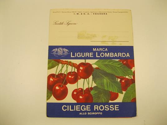 Marca ligure lombarda. Ciliege rosse allo sciroppo - copertina