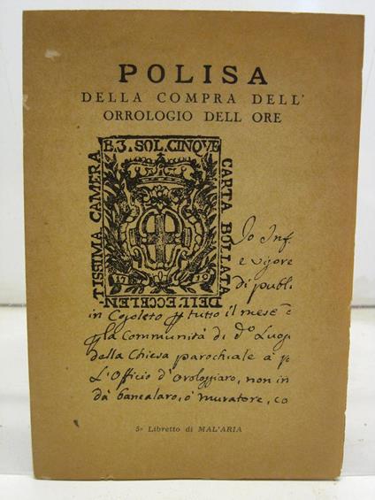 Polisa della compra dell'orrologio dell'ore 5 libretto di Mal'aria - copertina