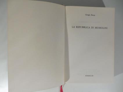 La Repubblica di Mussolini - Giorgio Bocca - copertina