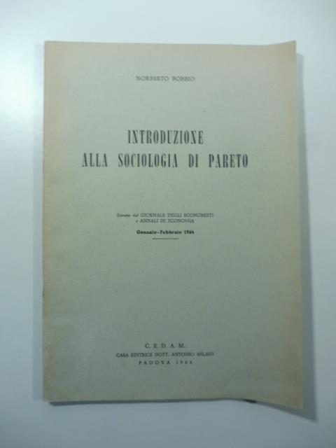 Introduzione alla sociologia di Pareto - Norberto Bobbio - copertina