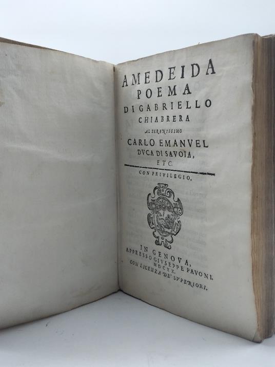 Amedeida. Poema... Al Serenissimo Carlo Emanuel duca di Savoia - Gabriello Chiabrera - copertina