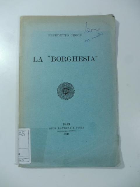 La Borghesia - Benedetto Croce - copertina