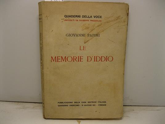 Le memorie d'Iddio - Giovanni Papini - copertina