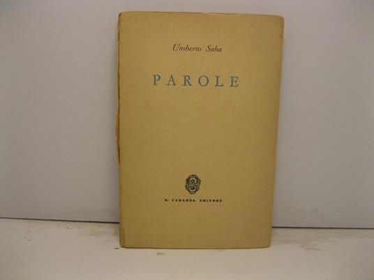 Parole - Umberto Saba - copertina