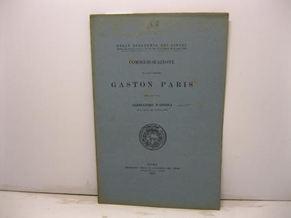 Commemorazione del socio straniero Gaston Paris - Alessandro D'Ancona - copertina