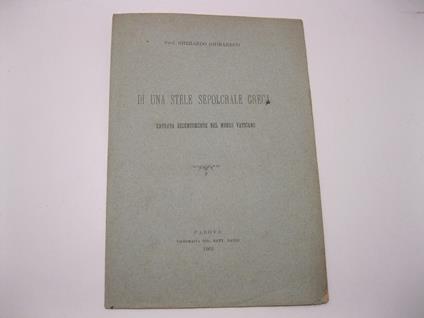 Di una stele sepolcrale greca entrata recentemente nel museo vaticano - Gherardo Ghirardini - copertina