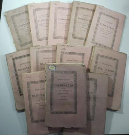 Saggio d'annotazioni al Dizionario della lingua italiana che si stampa in Bologna, 12 fascicoli - copertina