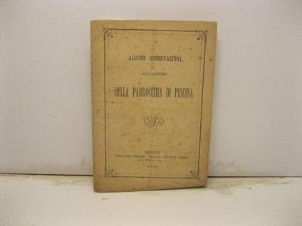 Alcune osservazioni sull'origine della parrocchia di Piscina - copertina