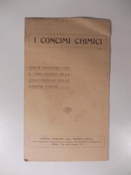 I concimi chimici. Norme principali per il loro impiego nella concimazione delle piante - copertina