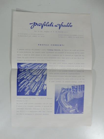 Profilati a freddo. Societa' di N. Di Puccio & C. Pieghevole pubblicitario - copertina