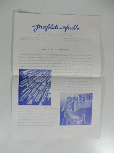Profilati a freddo. Societa' di N. Di Puccio & C. Pieghevole pubblicitario - copertina
