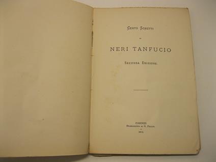 Cento sonetti di Neri Tanfucio. Seconda edizione - Renato Fucini - copertina