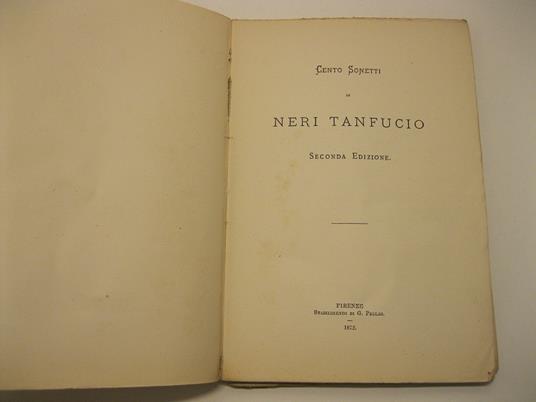Cento sonetti di Neri Tanfucio. Seconda edizione - Renato Fucini - copertina