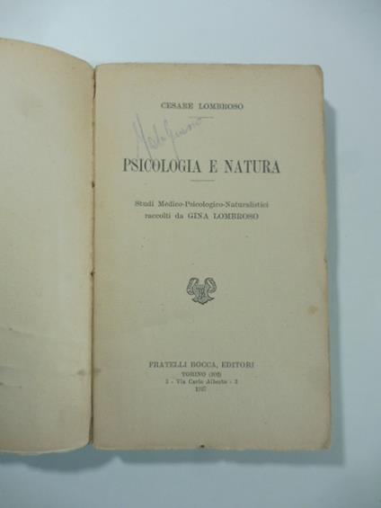 Psicologia e natura - Cesare Lombroso - copertina