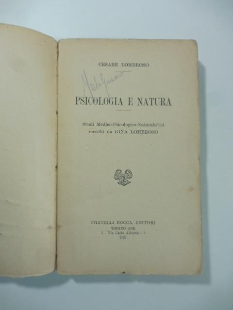 Psicologia e natura - Cesare Lombroso - copertina