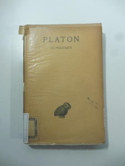 PLATON oeuvres comple'tes - tome IX - 1re partie - Le politique - Platone - copertina