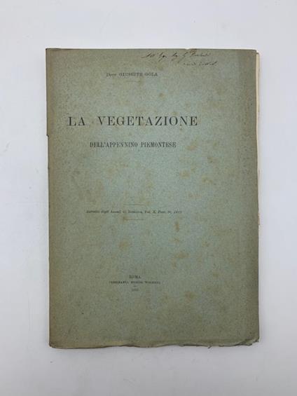 La vegetazione dell'Appennino piemontese - Giuseppe Gola - copertina