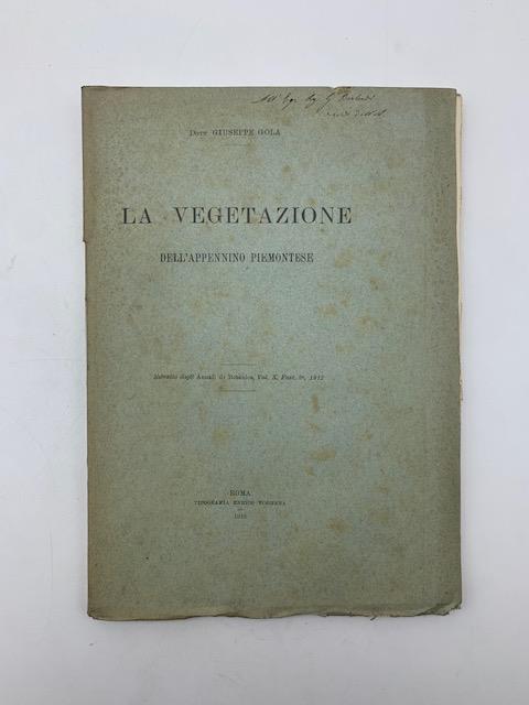 La vegetazione dell'Appennino piemontese - Giuseppe Gola - copertina