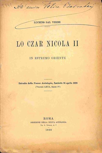 Lo czar Nicola II in estremo Oriente - Luchino Dal Verme - copertina