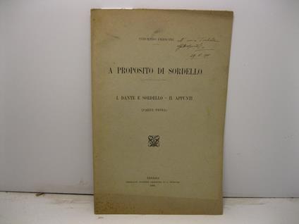 A proposito di Sordello I. Dante e Sordello - II. Appunti (parte prima) - Vincenzo Crescini - copertina