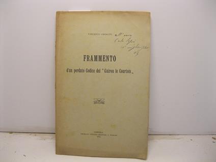 Frammento d'un perduto Codice del 'Guiron le Courtois' - Vincenzo Crescini - copertina