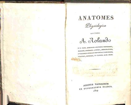 Anatomes physiologica - Luigi Rolando - copertina