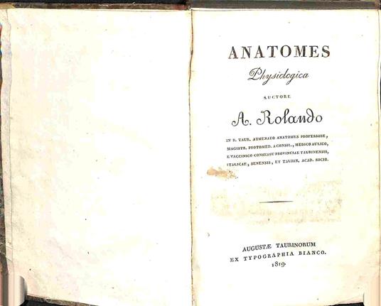 Anatomes physiologica - Luigi Rolando - copertina