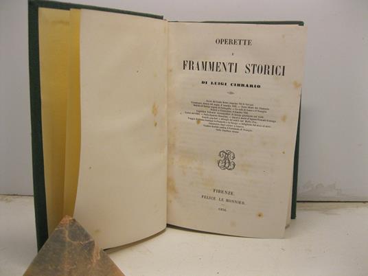 Operette e frammenti storici - Luigi Cibrario - copertina