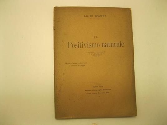 Il Positivismo naturale - Luigi Maggi - copertina