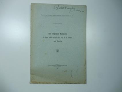 Sulla composizione mineralogica di alcune sabbie raccolte dal Prof. P. E. Vinassa nella Duncalia - Ettore Artini - copertina