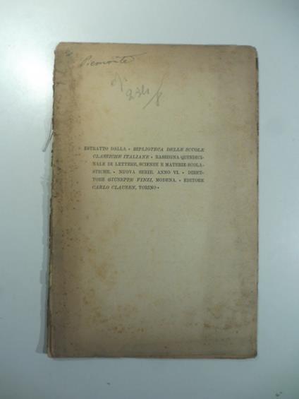 Due falsificazioni di storia piemontese - Ferdinando Gabotto - copertina