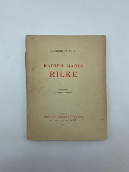 Rainer Maria Rilke - Edmond Jaloux - copertina