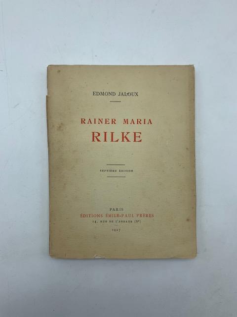 Rainer Maria Rilke - Edmond Jaloux - copertina