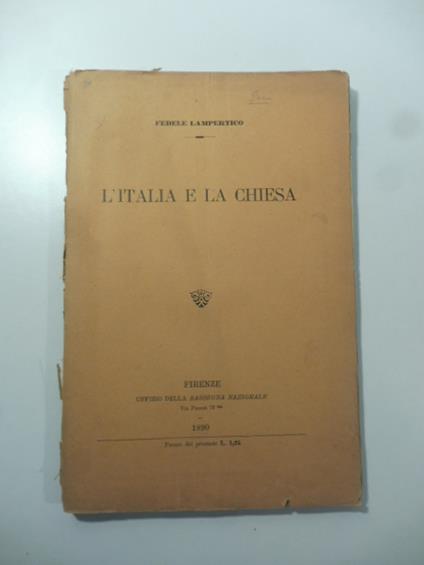L' Italia e la Chiesa - Fedele Lampertico - copertina