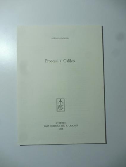 Processi a Galileo - Adriano Prosperi - copertina