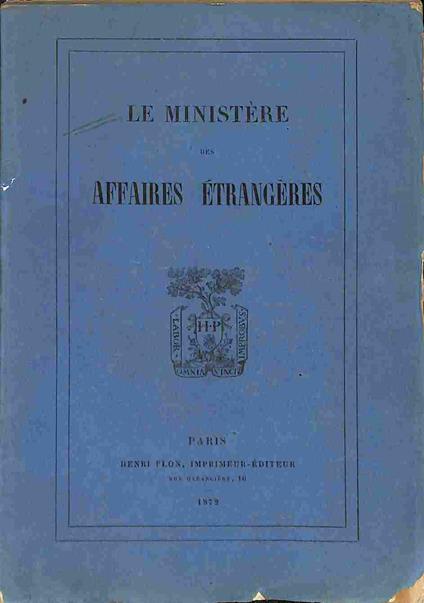 Le Ministere des Affaires etrangeres - copertina
