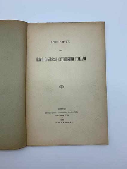 Proposte del primo Congresso catechistico italiano - copertina