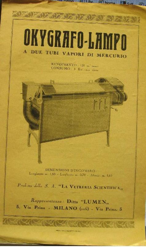 Okygrafo lampo a due tubi vapori di Mercurio - copertina