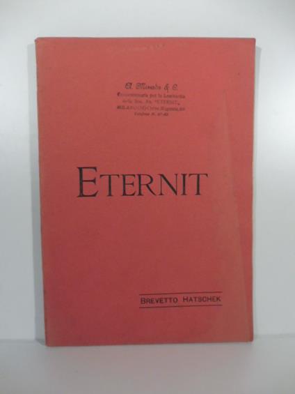 Eternit. Brevetto Hatschek - copertina