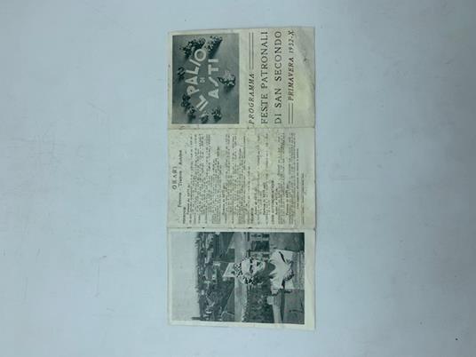 Programma delle feste patronali di San Secondo, Asti. Primavera 1932 (Pieghevole) - copertina