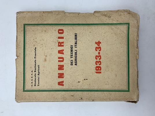 Annuario dei tecnici agricoli italiani 1933-34 - copertina