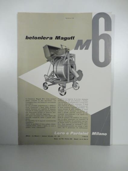 Loro e Parisini. Betoniera Magutt M6. Grafica Studio Boggeri - copertina