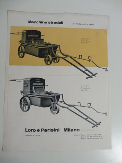 Macchine stradali per trattamenti a freddo Loro e Parisini. Grafica Studio Boggeri - copertina