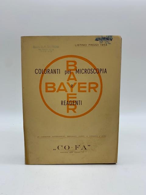 Coloranti per microscopia e reagenti Bayer. Listino prezzi 1954 - copertina