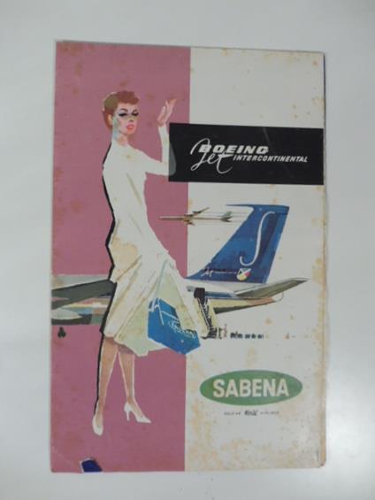 Boeing jet intercontinental Sabena. Belgian World Airlines. Pieghevole pubblicitario - copertina